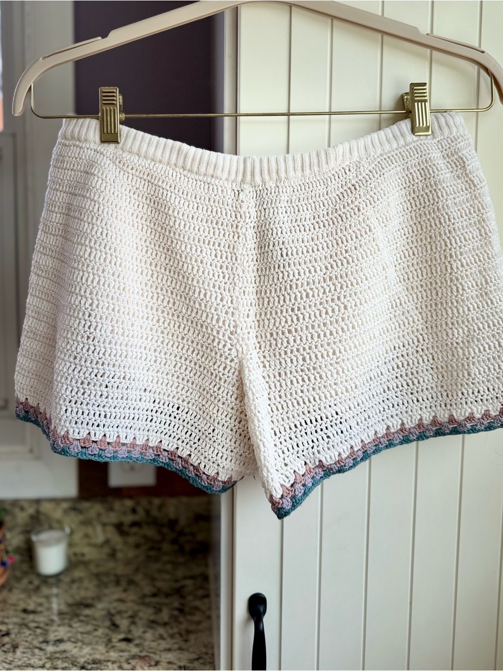 American Eagle Crochet Shorts Cotton Cream Boho Drawstring Large L - Picture 4 of 11
